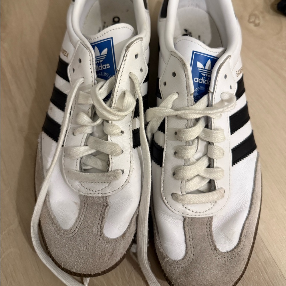 Adidas White and Black Sambas Sneakers